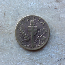10 CENTESIMI DI LIRE 1940 XVIII IMPERO RE VITTORIO EMANUELE III Moneta