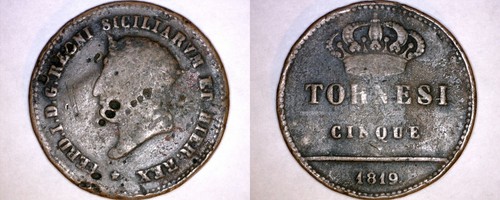 Moneta mondiale tornesi 1819 - moneta,