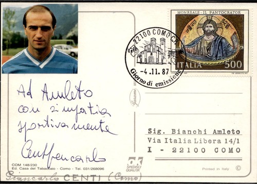 Cartolina con autografo como - con,
