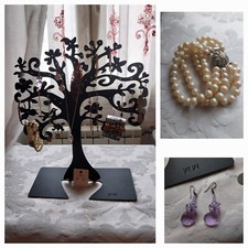 PORTA BIGIOTTERIA in ferro a forma di albero+ 9 orecchini,+3 bracciali+1 collana
