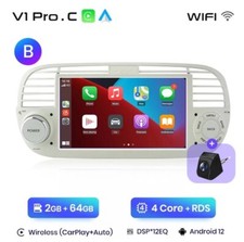 Autoradio Fiat 500 2007-2015 2G+64GB CarPlay-AndroidAuto Wireless + Retrocamera