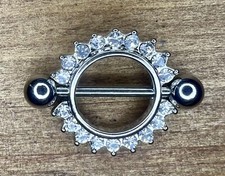 Capezzoli Piercing Gioielli Scudo Con Zirconi  Con Barra + Sfere Acciaio