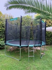 Trampolino rotondo da giardino 366 cm di Diametro Imbottito Con Reti Sicurezza 