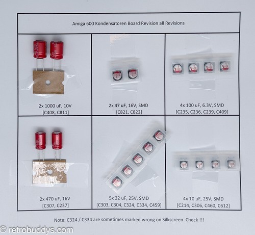 Amiga 600 recap kit - recap, alle