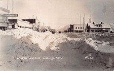 Cartolina fotografica RPPC Anchorage Alaska Fourth Avenue Seidenverg's Main Street C57