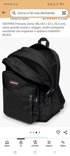 Eastpak pinnacle zaino nero - pinnacle,