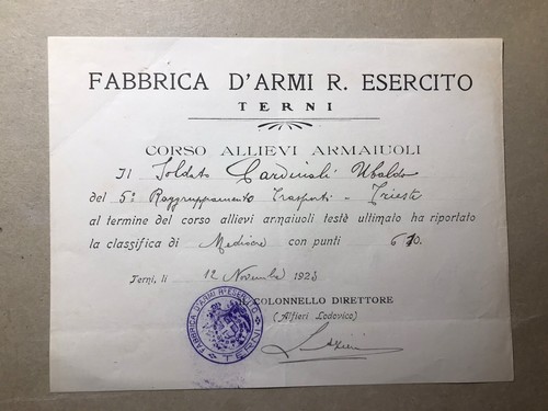 Attestato fabbrica armi terni - fabbrica,