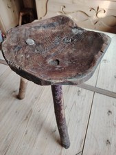 Antico Sgabello In Legno Per