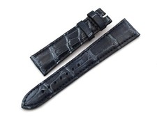 Cinturino Vera Pelle Cocco Blu Metallico 20/16mm Elegante Accessori Ricambi New