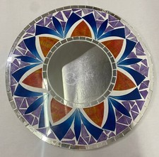 Specchio da parete rotondo con mosaico viola blu arancione 40 cm arredamento