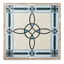 Tavolo Mosaici Marmo Bianco Intarsiato e Pietre Dure White Marble Mosaic H 70Cm
