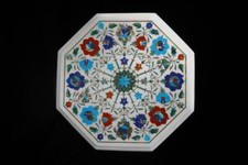 12 " Marmo Table Top Handmade Inserto Pietre Semi Preziose Arredo Casa