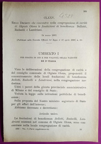 Olgiate olona 1892 - olgiate, 1892,regio