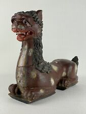 Arte Orientale Antica Statua Policroma In Legno Figura Cane Foo Inizio XX Sec.