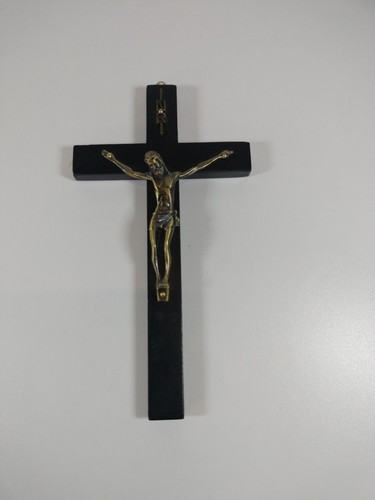 Crocifisso ottone e - , legno
