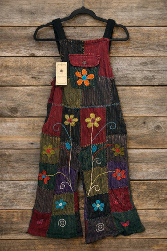 Salopette ricamata patchwork