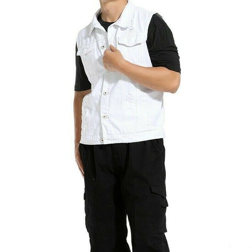 Gilet jeans uomo bianco