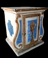 Antico tabernacolo in legno dipinto e dorato XVIII secolo Toscana