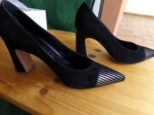 Scarpe ELEGANTI COME NUOVE, TG 38 1/2, con camoscio nero e righe argentate