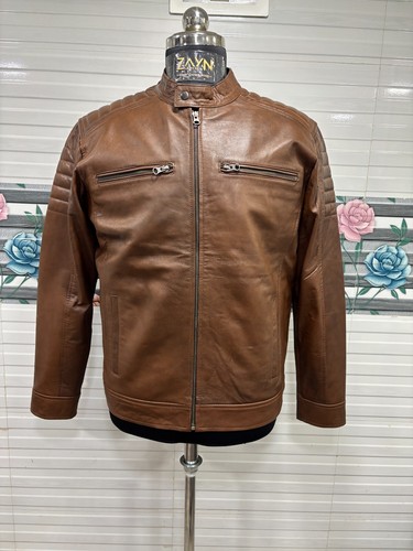 Giacca biker uomo marrone
