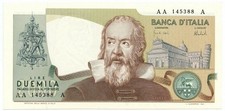 2000 LIRE GALILEO GALILEI BANCA D'ITALIA PRIMA SERIE TRIPLA A 08/10/1973 qFDS