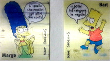 The Simpson 2 Carte Lenticolari Marge E Bart Cm 4,5X3,5 Da Collezione Usate
