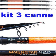 kit 3 canne da pesca surfcasting lancio piombo gr.100-200 mare spiaggia orata