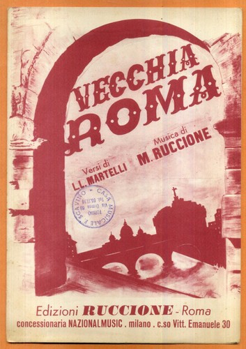 Spartito vecchia roma - -"vecchia, roma''