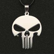 COLLANA CORDA O CATENINA CON CIONDOLO PENDENTE A FORMA DI TESCHIO IDEA REGALO