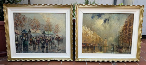 Coppia dipinti olio su - di, ad