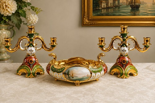 Set candelabri porcellana