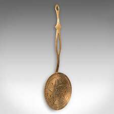 Antico scaldacastagno, inglese, ottone, tostapane a tromba da caminetto, georgiano