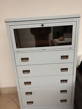 CASSETTIERA IN LEGNO COLORE NOCE SCURO E Zucchero Restaurato Con Led Interno