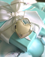 Collana Tiffany & Co. XL grande ciondolo cuore soffiato argento 18", RARA