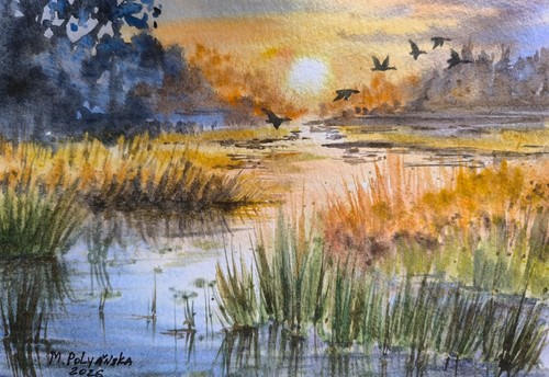Ducks flying original artwork - flying,