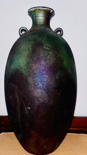 Vaso raku alto - raku, fatto
