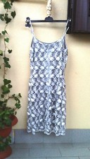 Abito vestito tubino stretch elasticizzato pizzo bianco sottoveste grigio perla