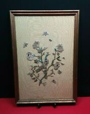 Quadro su SETA Ricamato a Rilievo Arte Vintage opera Unica antiquariato 900