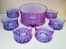 Set insalatiere cristallo frutta alessandrite neodimio italiano Murano anni 70