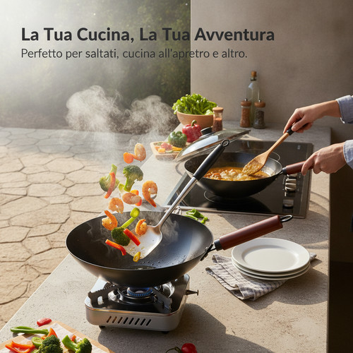 Wok cinese ferro con fondo - wok,