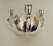 Silver Plated Vintage Lotus Candle Holders.Made in Italy