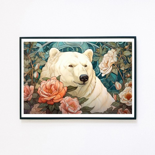 Orso polare artico - , fiori