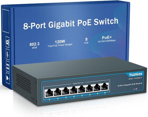 Yuanley switch poe gigabit - switch, 8