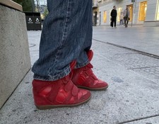 Sneakers Isabel Marant Hi-Top Bekett scamosciate zeppa rosse taglia 37