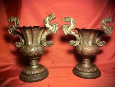 ANTICA COPPIA DI PORTAPALME DEL '600 IN RAME DORATO