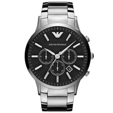 Emporio Armani AR2460 46mm Cassa Argento in Acciaio Cinturino Argento in...