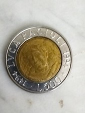 Moneta 500 lire Luca Pacioli