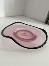 piatto centrotavola in vetro di murano rosa e nero Vintage