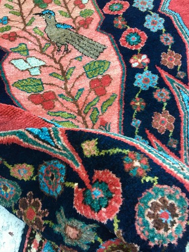 Antique malayer rug with - antique,