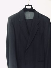 Abito cerimonia uomo gessato blu scuro ingualcibile  tg 52 - riga impercettibile